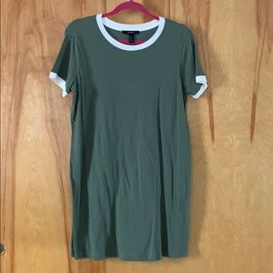 Green and white t shirt dress